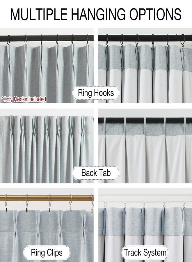 Kayne Studio Blue Fog Pinch Pleated Full Blackout Curtains, Linen Blend Room Darkening Thermal Insulated Soundproof Drapes, 95 Inch Back Tab Window Curtains for Living Room Bedroom (2 Panels, 40"x95") - Image 3